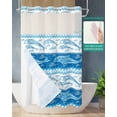 thumbnail image 2 of No Hook Shower Curtain with Snap in Liner, Summer Ocean Dolphin Sea Wave Blue Abstract Hotel Shower Curtains for Bathroom, Washable Shower Curtain Liner Set with Mesh Top Window, 36"x72", 2 of 6