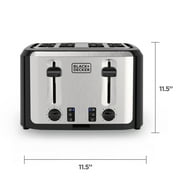 BLACK+DECKER Black/Silver 4‑Slice Toaster with Extra‑Wide Slots, 7 Adjustable Shade Settings, High‑Lift Lever & Drop‑Down Crumb Tray