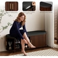 thumbnail image 6 of 2-Tier Storage Bench,Wide Shoe Bench with Thickened Padded Seat Cushion, Mid Century Modern Fluted Sliding Door and Adjustable Shelf, for Entryway, Living Room, Bedroom (Walnut, 51.2”), 6 of 6