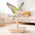 thumbnail image 4 of Natural Wooden Parrot Training Stand with Chewing Exercise Activity Play Gym for Small Medium Birds, 4 of 5