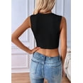 thumbnail image 6 of Women'S Sleeveless Crop Top Square Neck Tank Top Workout Fitness Summer Basic Tops 2025 Trendy Black M, 6 of 9