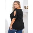 thumbnail image 7 of SHOWMALL Plus Size Tunic for Women Cold Shoulder Top Black 3X Blouse Short Sleeve Clothing V Neck Shirts Summer Clothes, 7 of 7