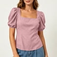 thumbnail image 5 of CHGBMOK Womens Summer Peplum Tops Sqaure Neck Ruffle Sleeve Blouses Fit Flowy Shirts Solid Casual Tees, 5 of 7