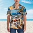 thumbnail image 2 of Pofeuu Coastal Style Garden Villa Print Hawaiian Shirt for Men Sleeves Casual Button Down Summer Beach Dress Shirts T-Shirts,Small, 2 of 7