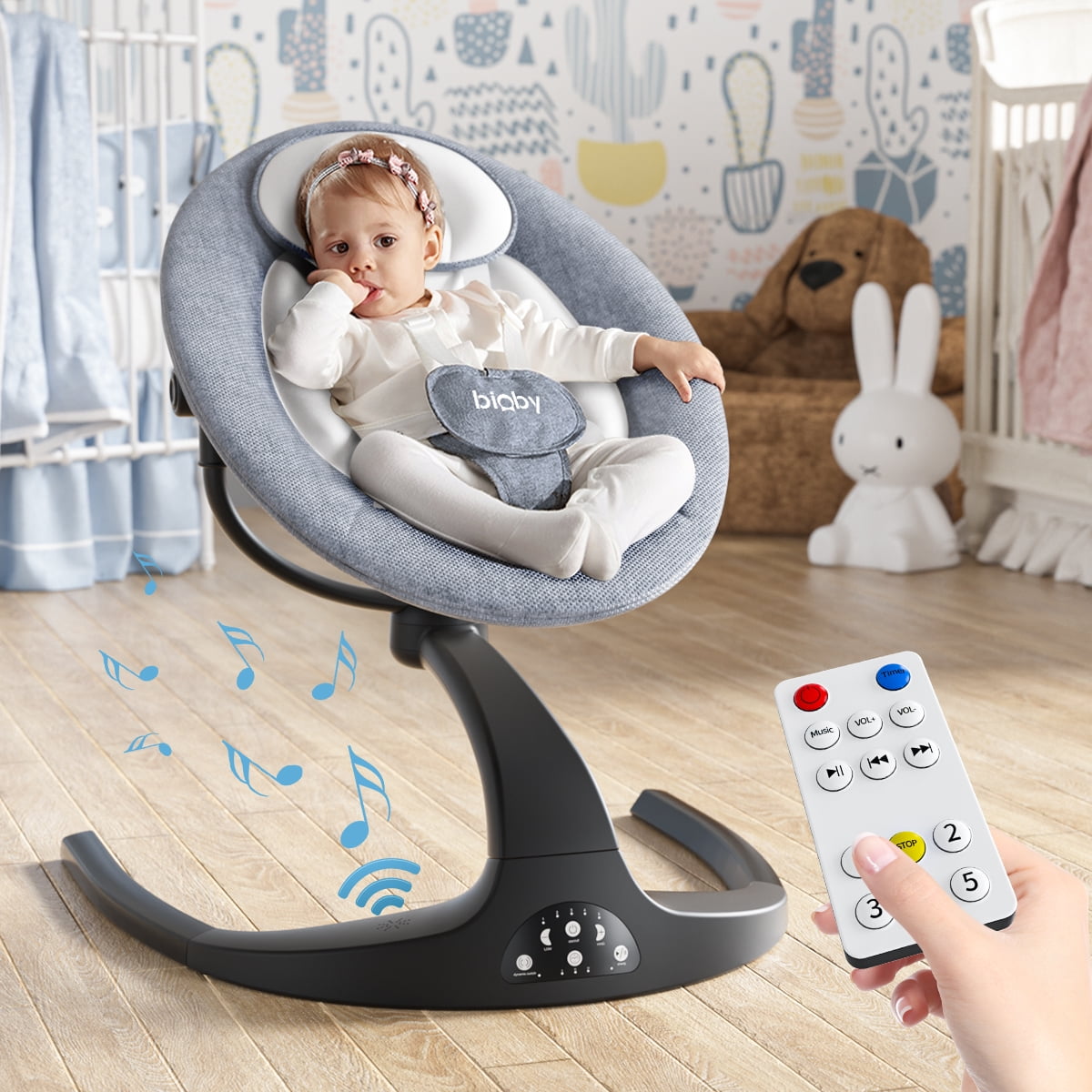 Bioby Baby Swing, 360 Rotatable with bluetooth Music for Infants