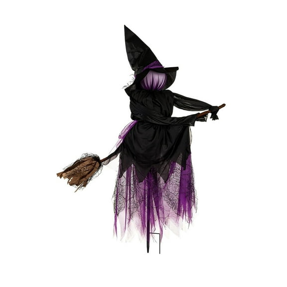 Witch Decorations Riding Brooms-Halloween Decorations-Halloween Witch Yard Decor – Light Up Witch Stakes for Outdoor Halloween Decorations with H Shaped Stakes for Garden – & Fun Witch Decor
