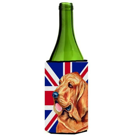 Bloodhound With English Union Jack British Flag Wine bottle sleeve Hugger - 24 Oz.