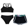 thumbnail image 3 of iixpin 3 Pcs Bikini Sets for Girls Crisscross Swim Crop Top Brief with Shorts Beach Bathing Suits Tankini Black 8, 3 of 5
