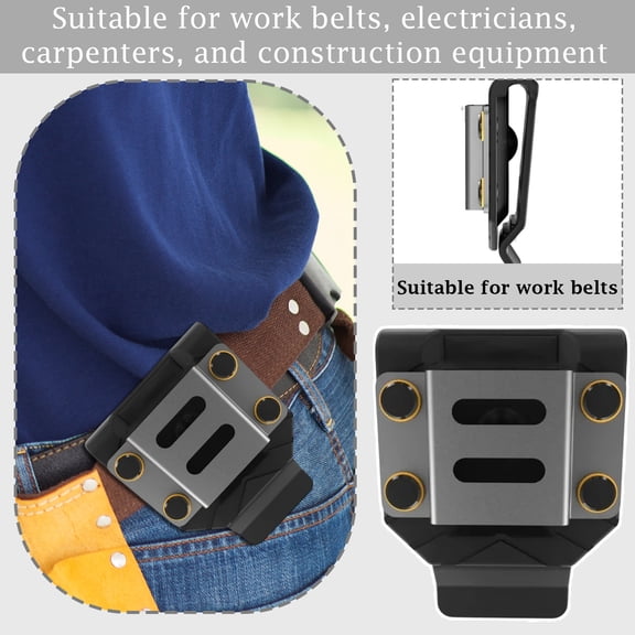 Heavy Duty Drill & Tape Measure Belt Clip, Universal Tool Holder With Sturdy Construction, Fits Work Belts, Ideal For Electricians, Carpenters, Construction Workers, Perfect For