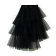 thumbnail image 2 of NAISIBABY Girls Mesh Tiered Skirt, Flowing Elastic Waist Mid-length Dance Party Performance Tulle Skirt Black 9T, 2 of 5