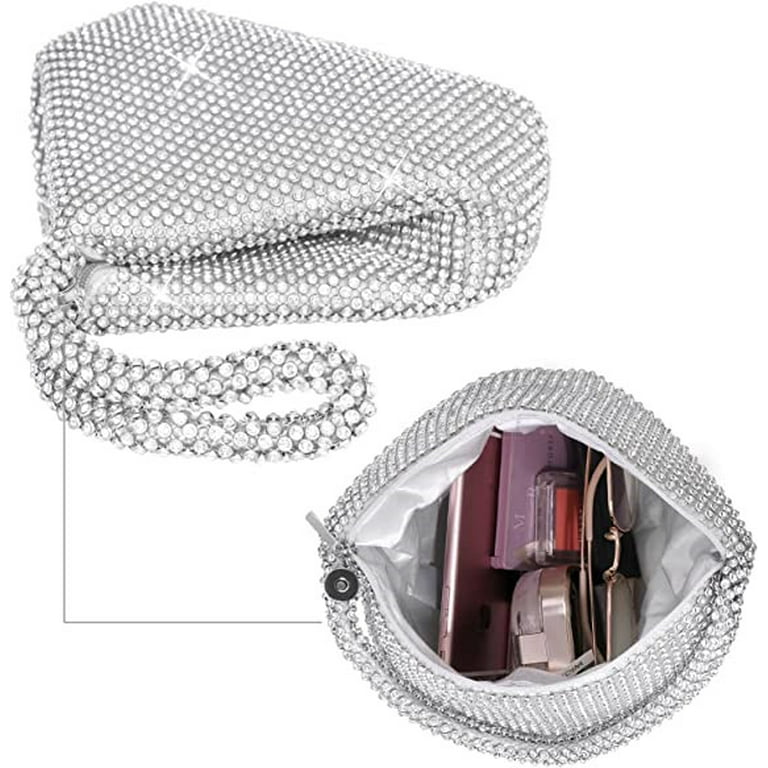 TIAASTAP Evening Bags for Women Pearl Handbags Leather Clutch Bag Sparkly  Crossbody Bags Bridal Clutch Purses for Wedding Party Prom