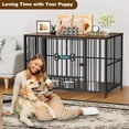 thumbnail image 7 of POAO 43" Dog Crate Furniture Foldable for Large Dogs (60-80 lbs), No Assembly Dog Kennel Indoor,Wooden Dog Cage with Adjustable Bowls &Name Tag, 7 of 7