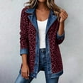 thumbnail image 6 of Leopard Print Denim Jacket For Long Sleeve Casual Button Up Coat With Relaxed Fit For Autumn Streetwear Outerwear, 6 of 8