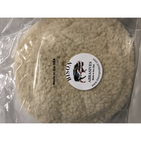 Bison 7.5" x 1.25 White Wool Grip Buffing Pad