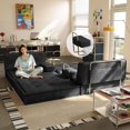 thumbnail image 6 of Pipleo 81.5" Convertible Sofa Bed, Oversized Corduroy Modular Boneless Couch with 2 Pillows, Pull Out Couch with Fixed-Shape Frame, Foldable Sleeper Sofa for Living Room, 6 of 8