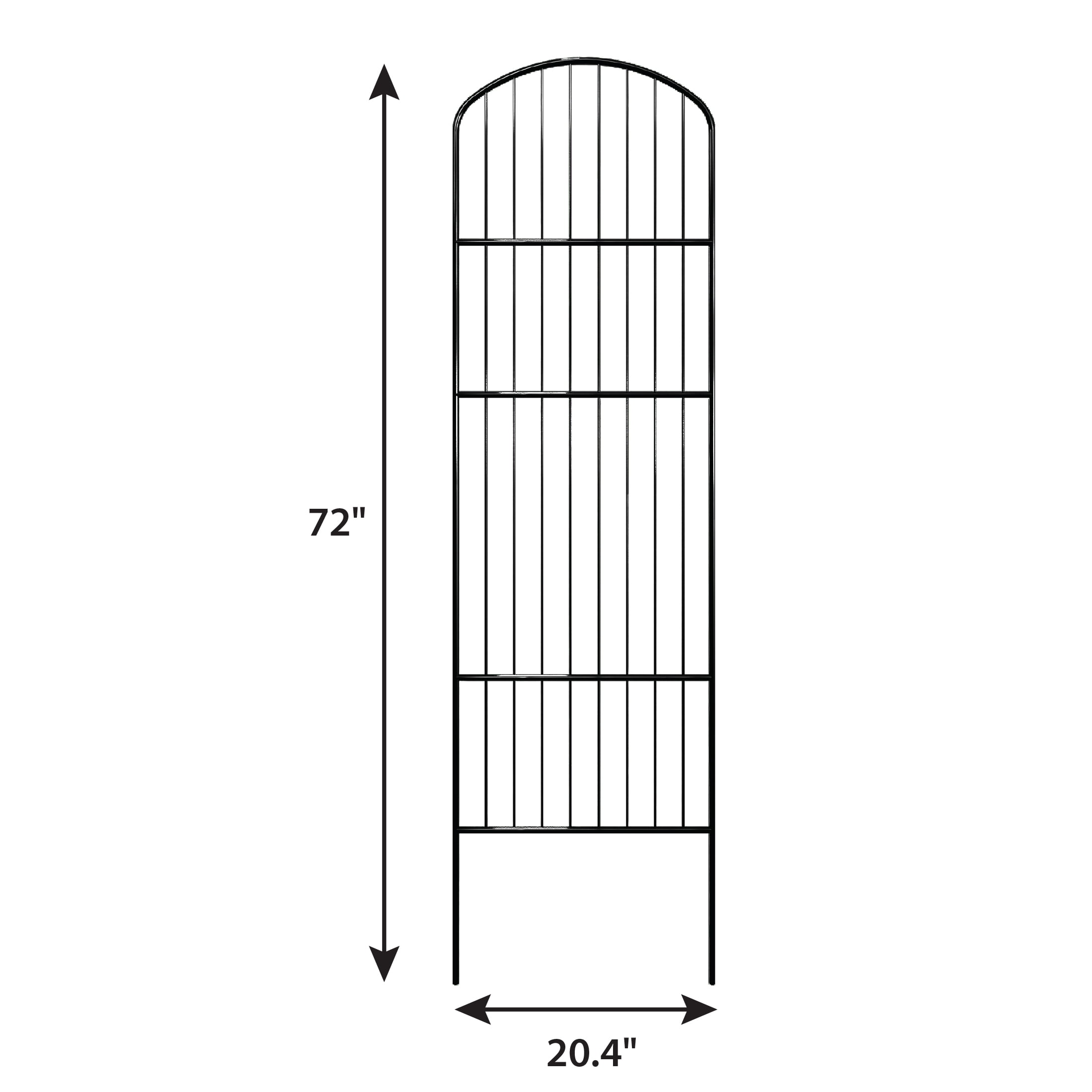 Expert Gardener 72in H x 20.5in W Black Powder-Coated Steel Arched Lawn and Garden Trellis with spiked feet
