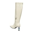 thumbnail image 6 of FSJ Women Classic Sqaure Toe Mid Heel Knee High Boots Crystal Chunky Heel Half Zip Modern Tall Boots Solid Fall Winter Shoes Size 5.5 White, 6 of 6