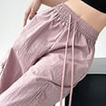 thumbnail image 4 of Owordtank Parachute Pants for Women Cargo Pants Women Baggy Drawstring High Rise Straight Leg Baggy Pants Jogger Sweatpants, 4 of 8