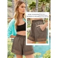 thumbnail image 3 of STARVNC Women Hollow Out Ruffle High Waisted Smocked Pocket Shorts, 3 of 7