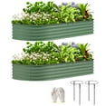 thumbnail image 3 of Outsunny 2PCS Galvanized Raised Garden Bed, 7' x 3' x 1' Raised Beds for Gardening with Metal Plant Stakes, Green, 3 of 10