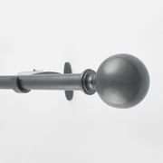 Deco Window 3/4 Inch Adjustable Charcoal Curtain Rod for Windows & Door with Round Finials & Brackets Set - 52" to 144"