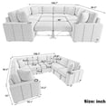 thumbnail image 2 of JERFIT U-Shaped Convertible Sectional Sofa Bed with USB Ports, Cup Holders, and Removable Pillows for Living Room, Beige Chenille Fabric, 2 of 8