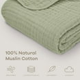 thumbnail image 4 of Comfy Cubs Baby Muslin Blanket, Swaddle for Newborns, Large 40” x 40”, 6-Layer (Sage, Baby), 4 of 8