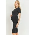 thumbnail image 2 of Basic Short Sleeve Ruched Maternity Bodycon Dress, 2 of 5