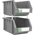 thumbnail image 3 of DJC Supply Grey Heavy duty thermoplastic storage bin organizer, Stackable, Hangable, Side-connect 8 Pack, LARGE 8.4" X 11" X 6.9", 3 of 5