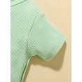 thumbnail image 6 of hirigin 2Pcs Toddler Summer Ribbed Outfit, Solid Color Short Sleeve T-Shirt + Drawstring Shorts for Girls, Boys, 6 Months to 4 Years, 6 of 9