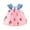 Pink, variant on HAOTAGS Girls Dresses Ruffles Sleeve Fashionable Smock Neck Summer Denim Dress White Size 18