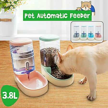Pet Automatic Feeder 1 Gallon Large Capacity Non-toxic Materials Leakproof Steady Dog Cat Water Dispenser Food (Best Cat Bowl Material)