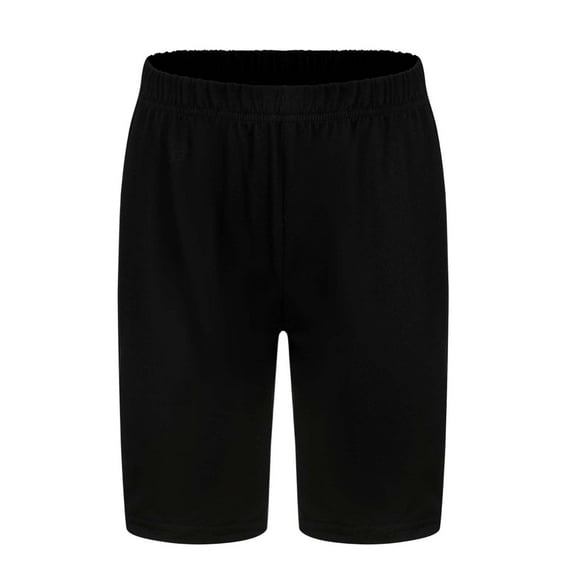 WERYOUNG Girls Boys Pajamas Shorts Summer Casual Solid Color Stretch Elastic Waist Shorts Kids Versatile Daily Wear Pants,Black,5-6 Years