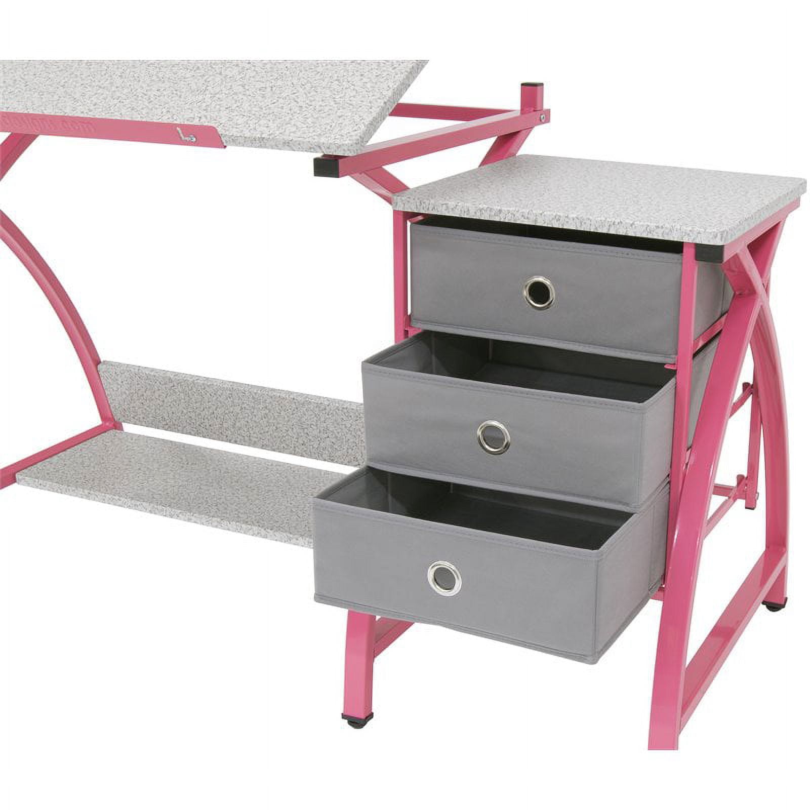 Studio Designs Comet Center Plus Drawing Table with Padded Stool 2 Piece Set Pink & Spatter Gray -