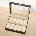 thumbnail image 2 of Bunblic Watch Box Organizer Watches Storage Organizer PU Leather Multifunctional Showcase Watch Organizer Holder for Men Shop Display 10 bits, 2 of 8