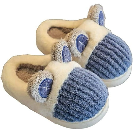 

DanceeMangoo Women Men Cute Bear Fluffy Fur Warm House Slippers Soft Heel Cover Shoes Indoor Outdoor