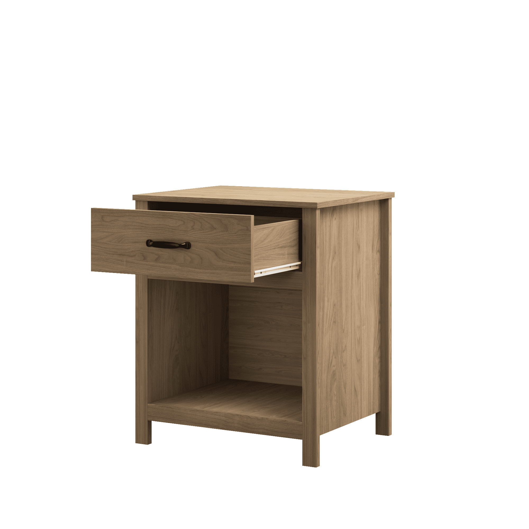 Nightstands, Bedside Tables, Wood Nightstand with One Drawer and Open Shelf, Modern Minimalist Design, Engineered Wood Construction, Compact Size for Bedroom Living Room Apartment, Brown