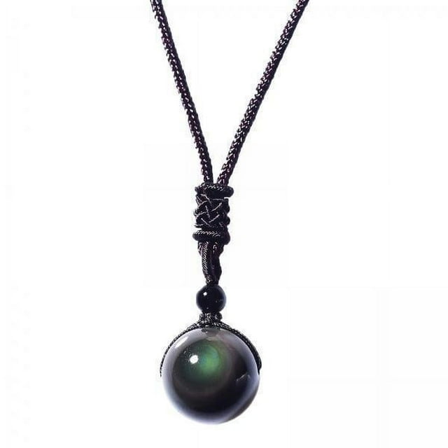 Bunblic 5-6pack Collier Naturel Obsidienne Pendentif Bonne Chance Perle Arc-en-Ciel Yeux 5 Pcs