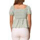 thumbnail image 3 of INSPIRAR CHIC Blusa de Peplum para Mujeres con Mangas Cortas y Cuello Corazón, Blusa Floral para el Día de la Madre, XL Verde Claro, 3 of 6