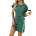 thumbnail image 2 of Kmdttou Women's Short Sleeve Loose Plain Dresses Fashion Plus Size Women Loose Round-Neck Summer Short Sleeve Mini Dress, 2 of 7