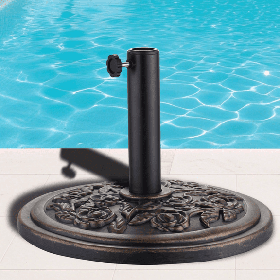 Autlaycil Round Cement Umbrella Base, Adjustment Knob, Fits 1.34"–1.9" Pole, 21.5 Pounds