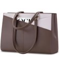 thumbnail image 1 of Bolsa para portátil LOVEVOOK para mujer de 15,6 pulgadas, color café y beige, 1 of 6
