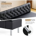 thumbnail image 5 of OmySalon Waiting Room  with Back, 58.6’’ Office Guest Chair Upholstered Reception Seating, Lobby Furniture for Beauty Salon Barbershop Airport Bank Hall Room Conference, Button Tufted, Black, 5 of 9