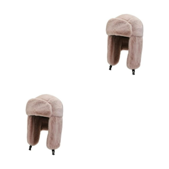 mmirethe Polyester Thicken Earflap Caps High-end Texture And Soft Texture Stay Fashionable And Warm In Cold pink 2Set