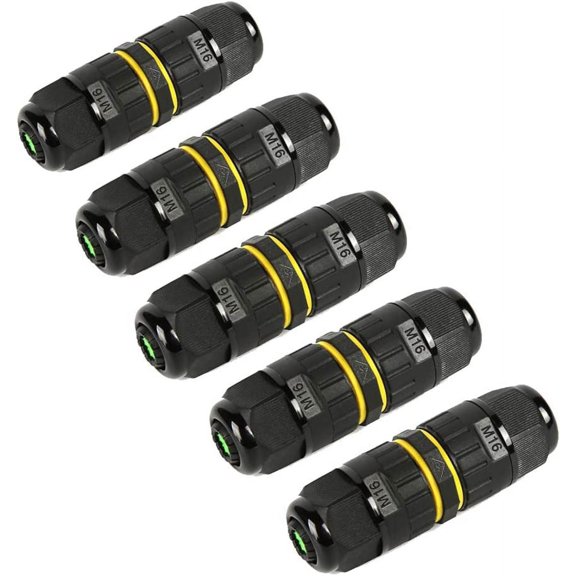 IP68 Outdoor Waterproof Junction Box Electrical Cable Connector, Easy to Install, UL,M16 for Ø 3.5-10mm Wire Range(AC 400V, 17.5A),2 Way 3Pin 5Pack