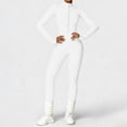 thumbnail image 2 of NMMUED Womens Long Sleeve Workout Jumpsuit Zip Up Yoga Romperstummy Control One Piece Bodycon Bottom Pants White M, 2 of 4