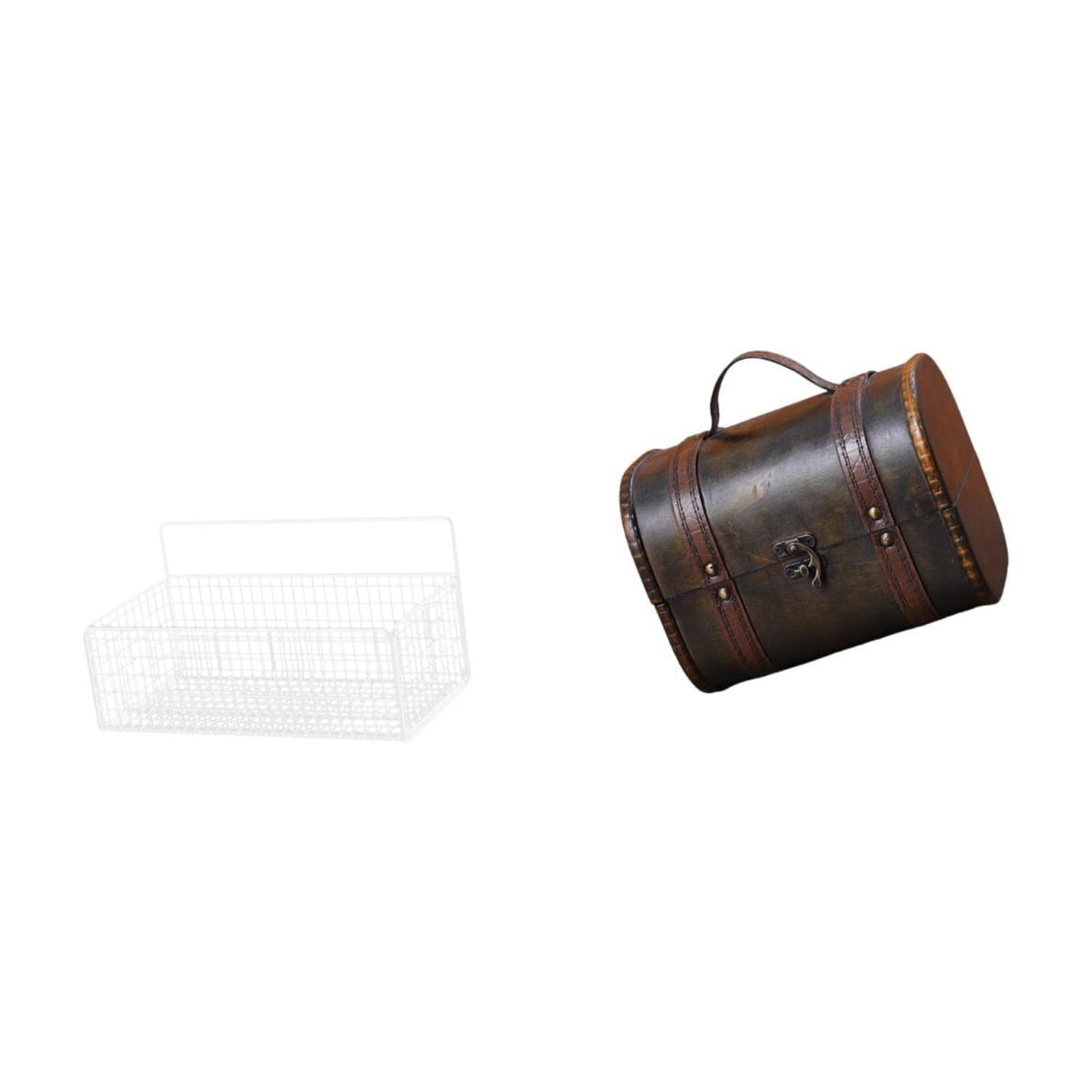 Fiocias Storage Basket Hanging Wire Organizer Bathroom Wall Basket Jewelry Organizer Case Wooden Box Iron Wood Material Suitable for Home Kitchen Office Dress