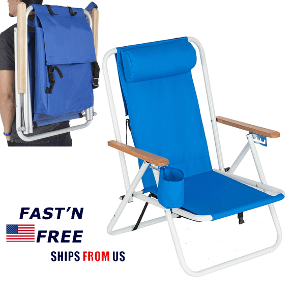 Portable Backpack Beach Chair Single Position Aluminum Camp Lounge Lightweight