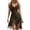 Coffee, variant on QHFBli Women Summer Dresses Casual Vintage Faux Suede V Neck Spaghetti Strap Mini Dress Trendy Ruched Fringe Hem Sundress