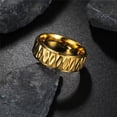 thumbnail image 2 of PAMTIER Men's Women's Stainless Steel 8MM Classic Geometric Pattern Wedding Band Ring Gold Size 9, 2 of 5